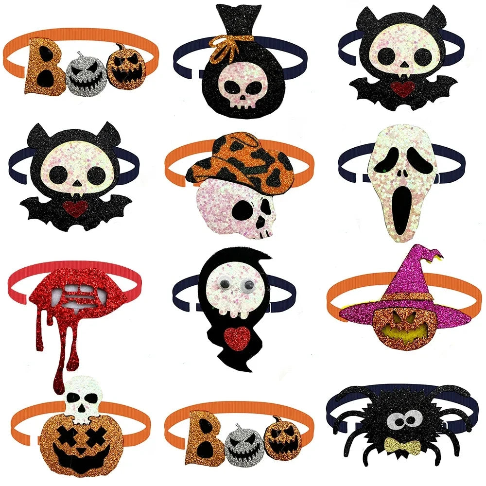 50pcs Halloween Dog Bow Ties- Puppy- Pet.