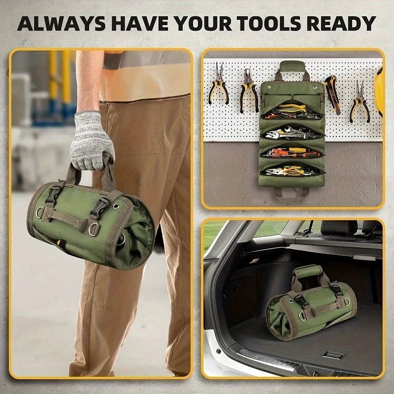 Multi-Purpose Tool Bag. High Quality Professional Multi Pocket Hardware Tools Pouch,Roll UP, Portable Small Tools Organizer Bag.