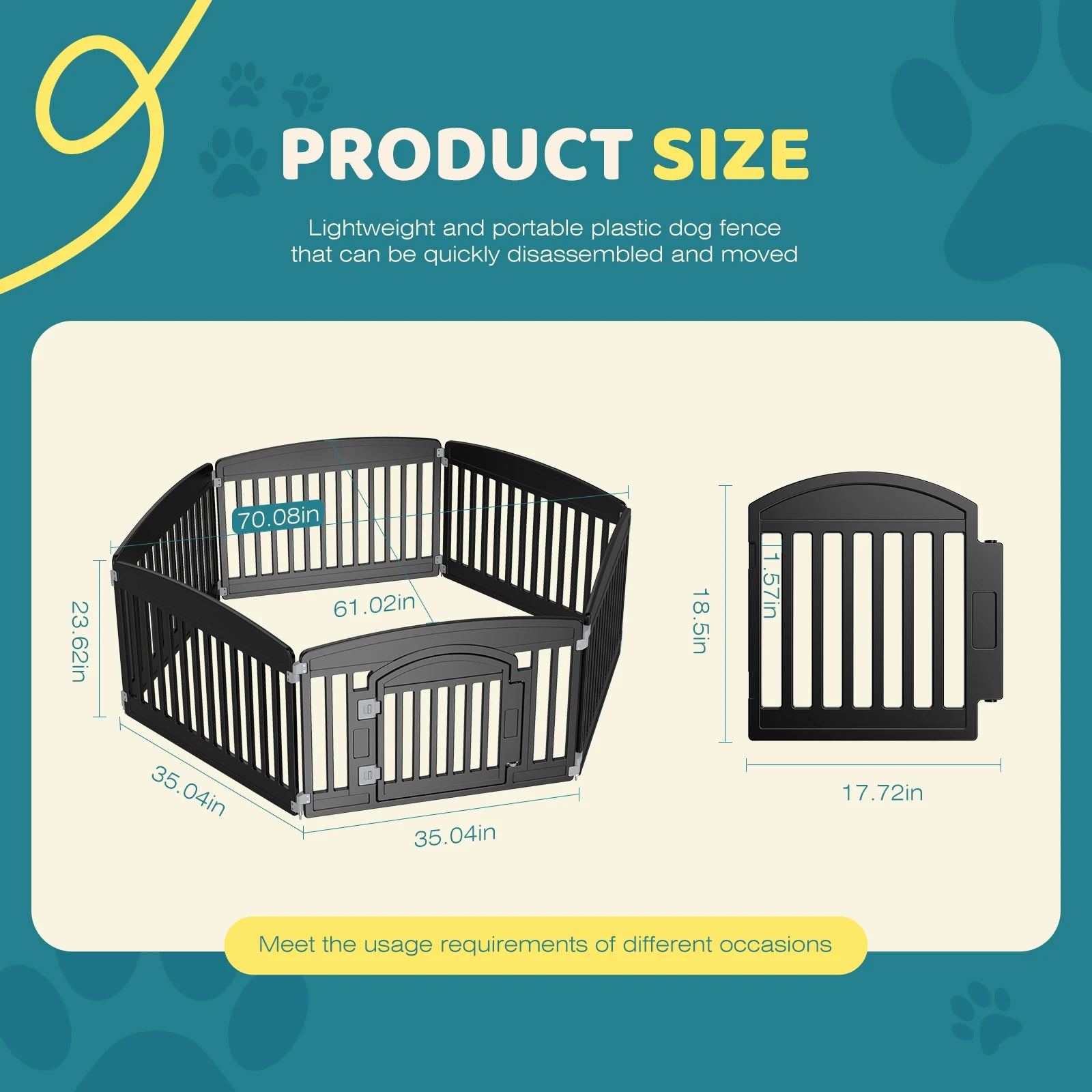 JHK Plastic Dog Playpen. 6 Panel- 24IN Expandable Pet Fence.