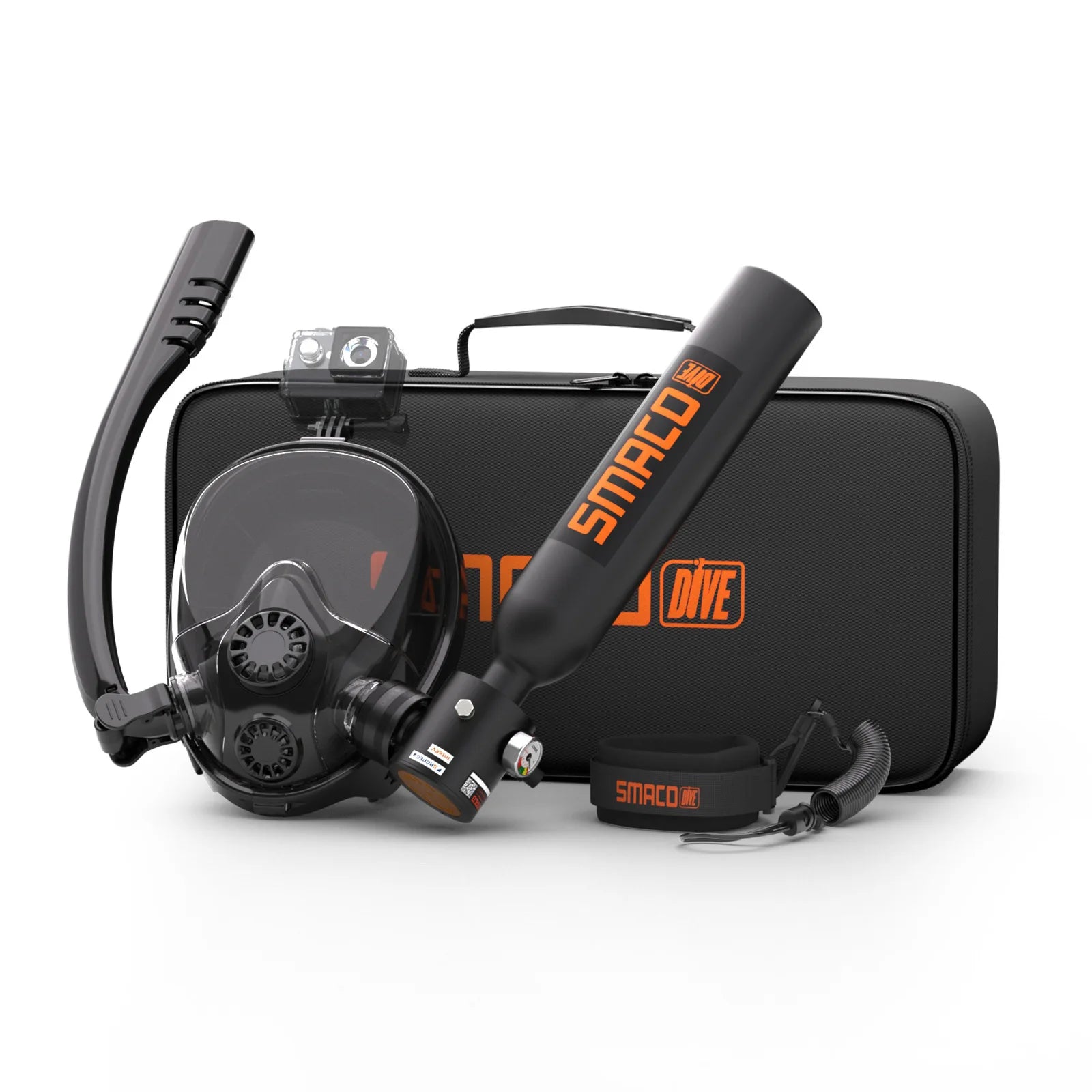 Mini Scuba Tank with Snorkel Mask. 0.5L Tank with Full Face Diving Mask. Refillable.