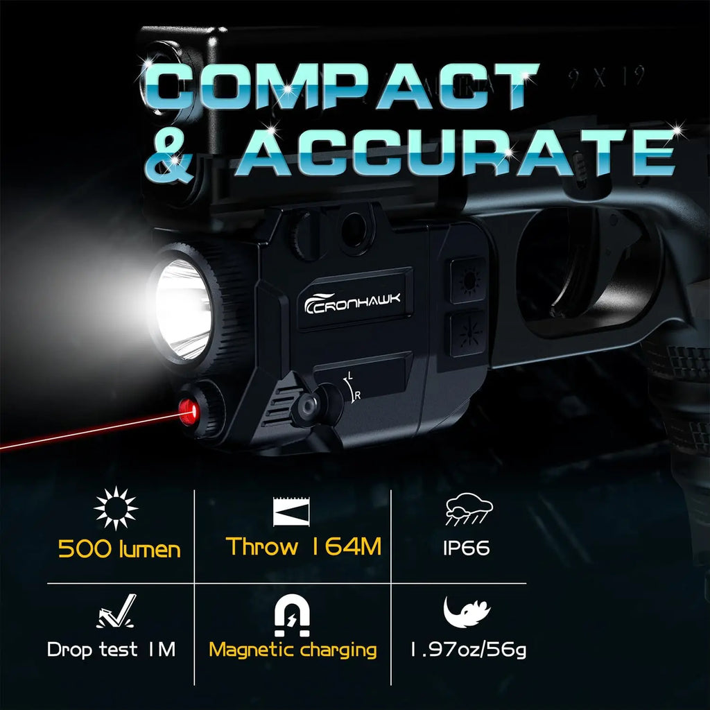 Red Laser Sight. Compatible with Picatinny Rail. Rechargeable Handgun Red Laser Beam.