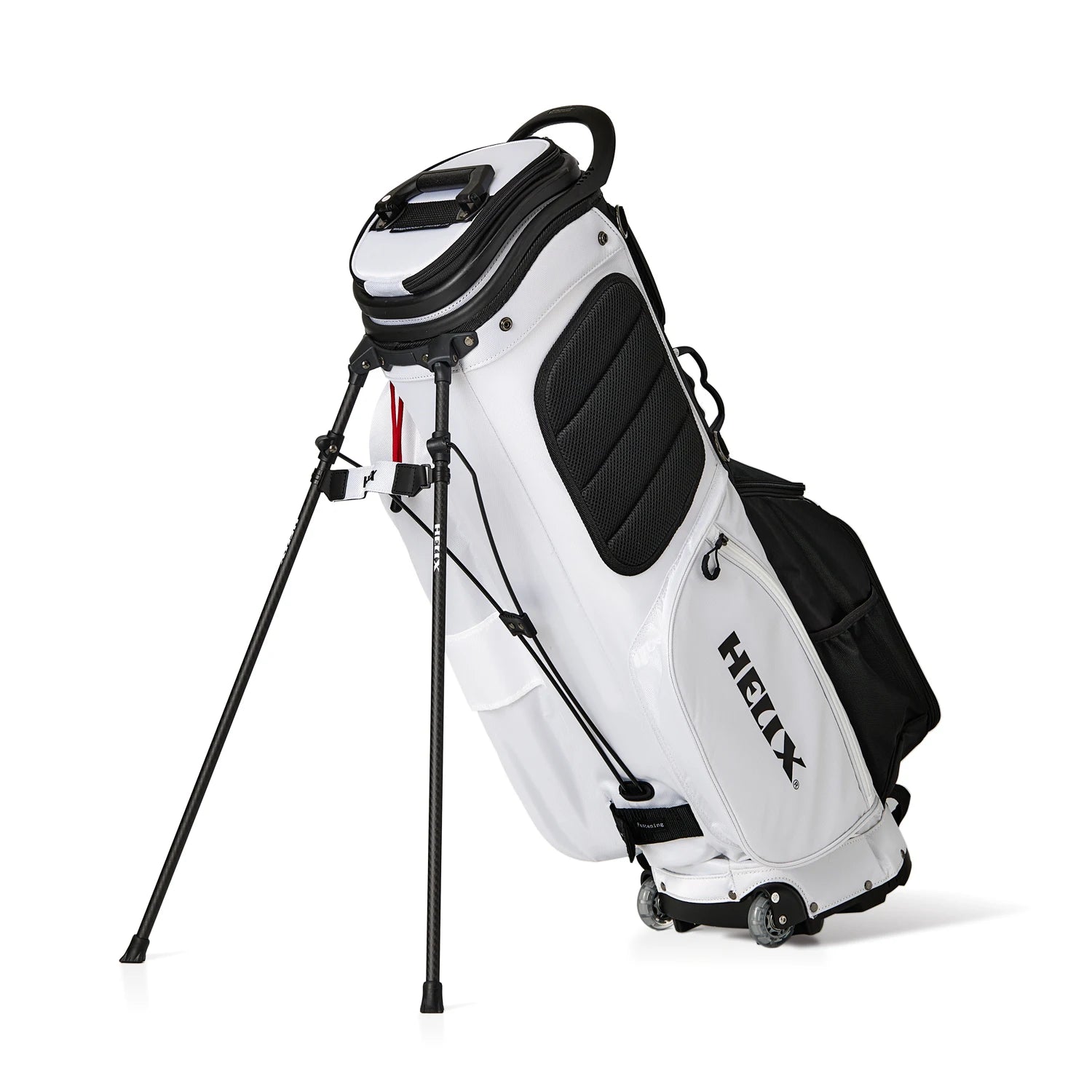 HELIX Golf Stand Bag with Retractable Top Cover and Wheels Easy for Travel and Daily Use. 6 Way Divider.