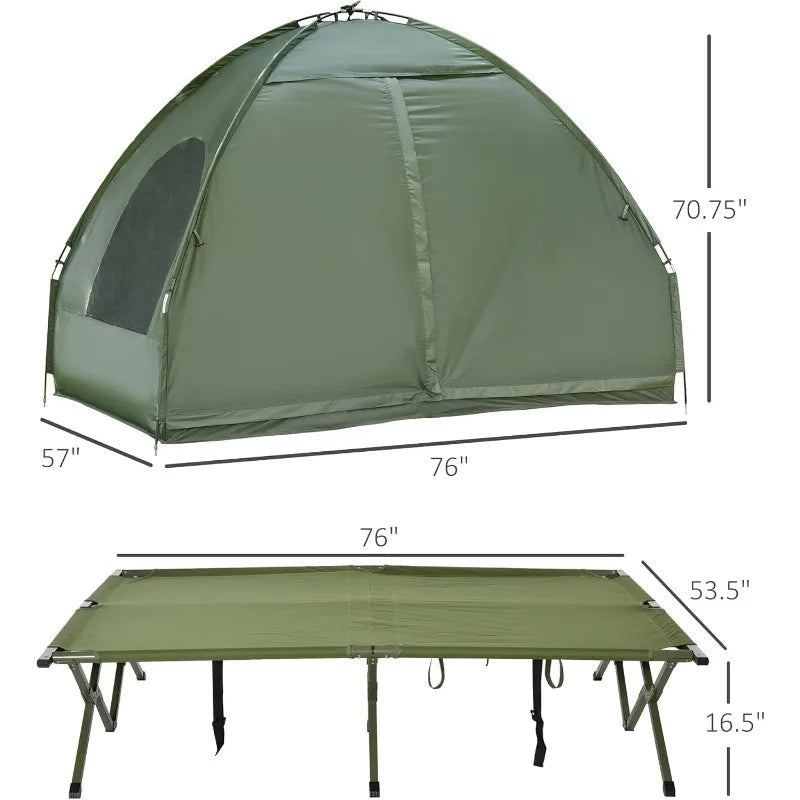 2 Person Foldable Camping Cot With Tent, Bedspread , Air Mattress.