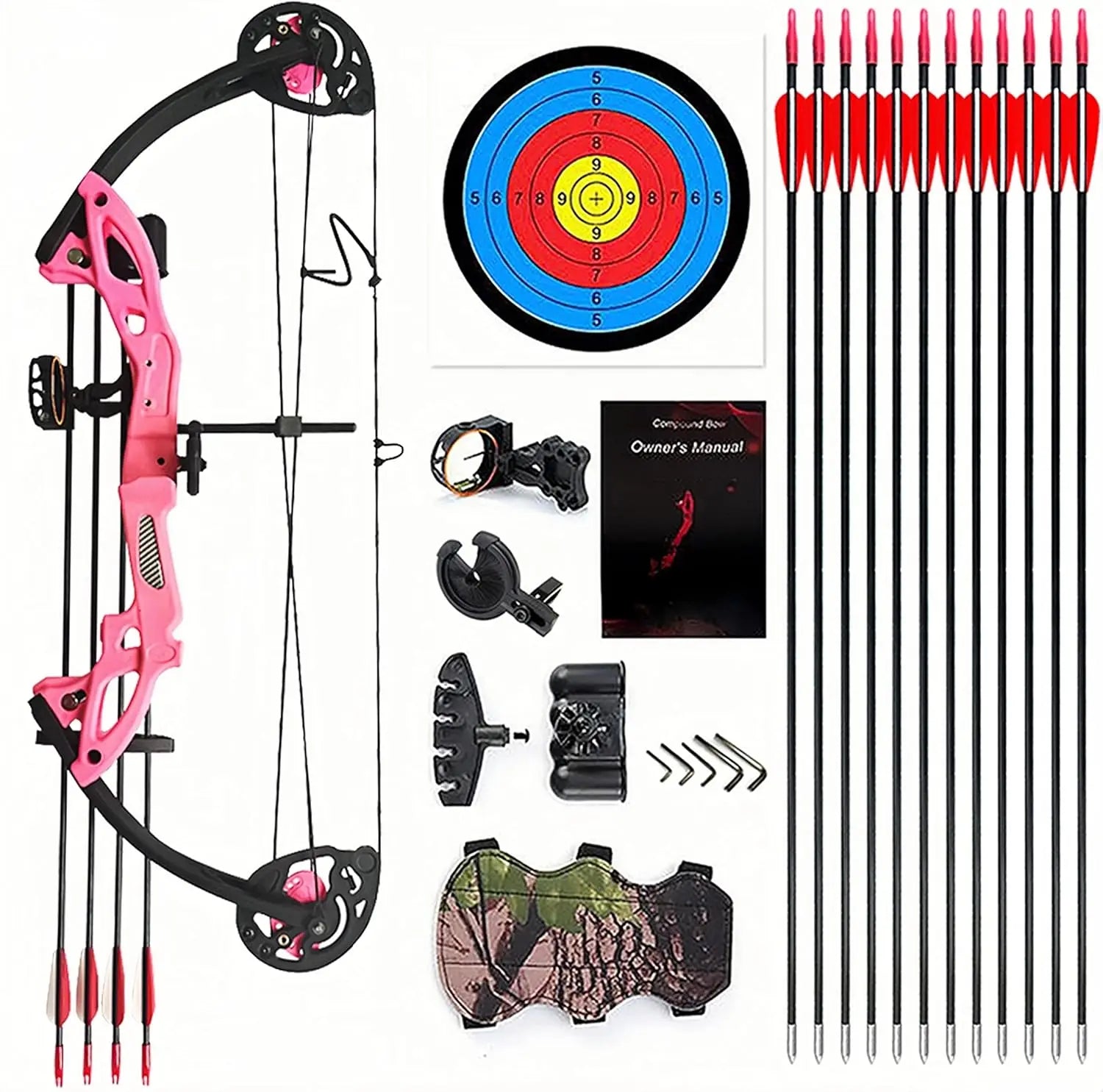 Compound Bow kit for Youth & Beginner, 15-29 Lbs 19”-28”.