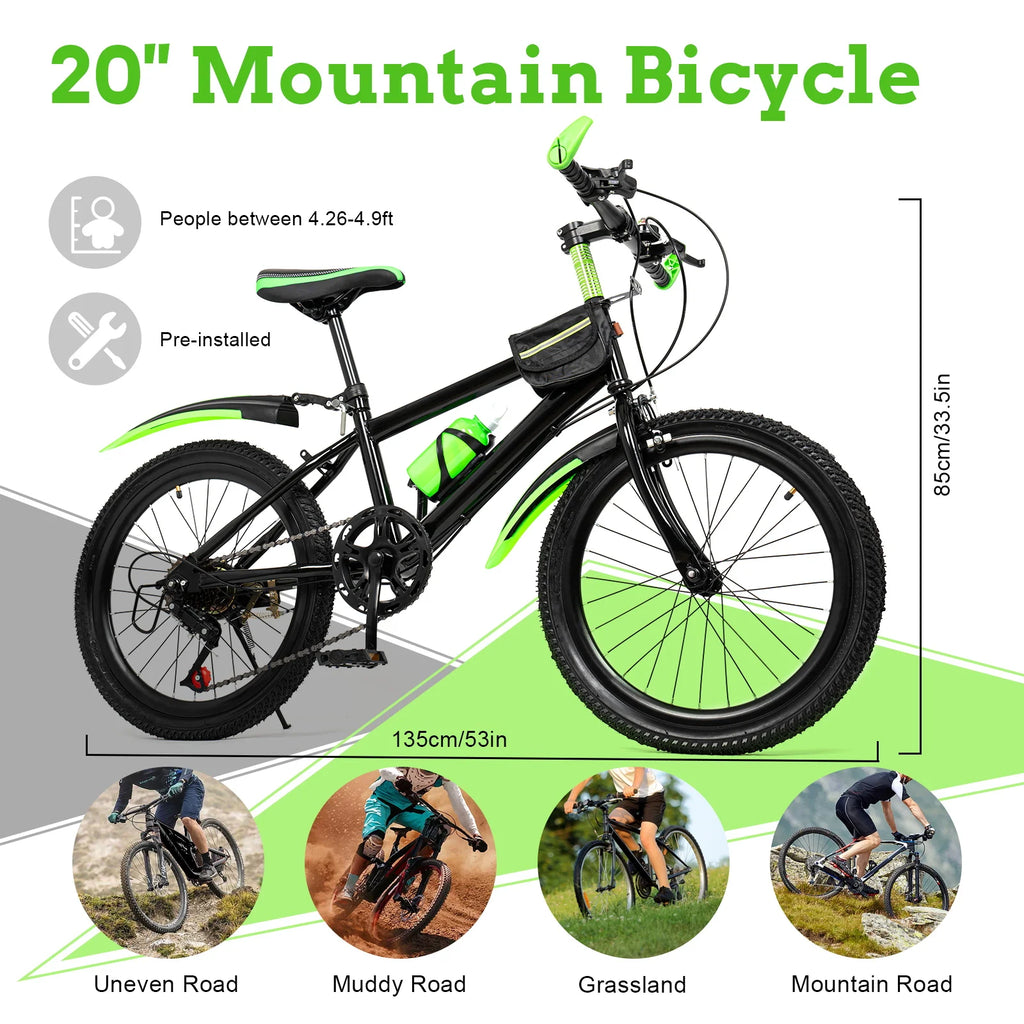 20In - 7 Speeds - Mountain Bike - Adjustable Height.