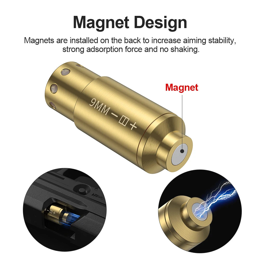 9MM Red Dot Laser Bore Sight. Brass . For Pistol Or Rifle Scope.