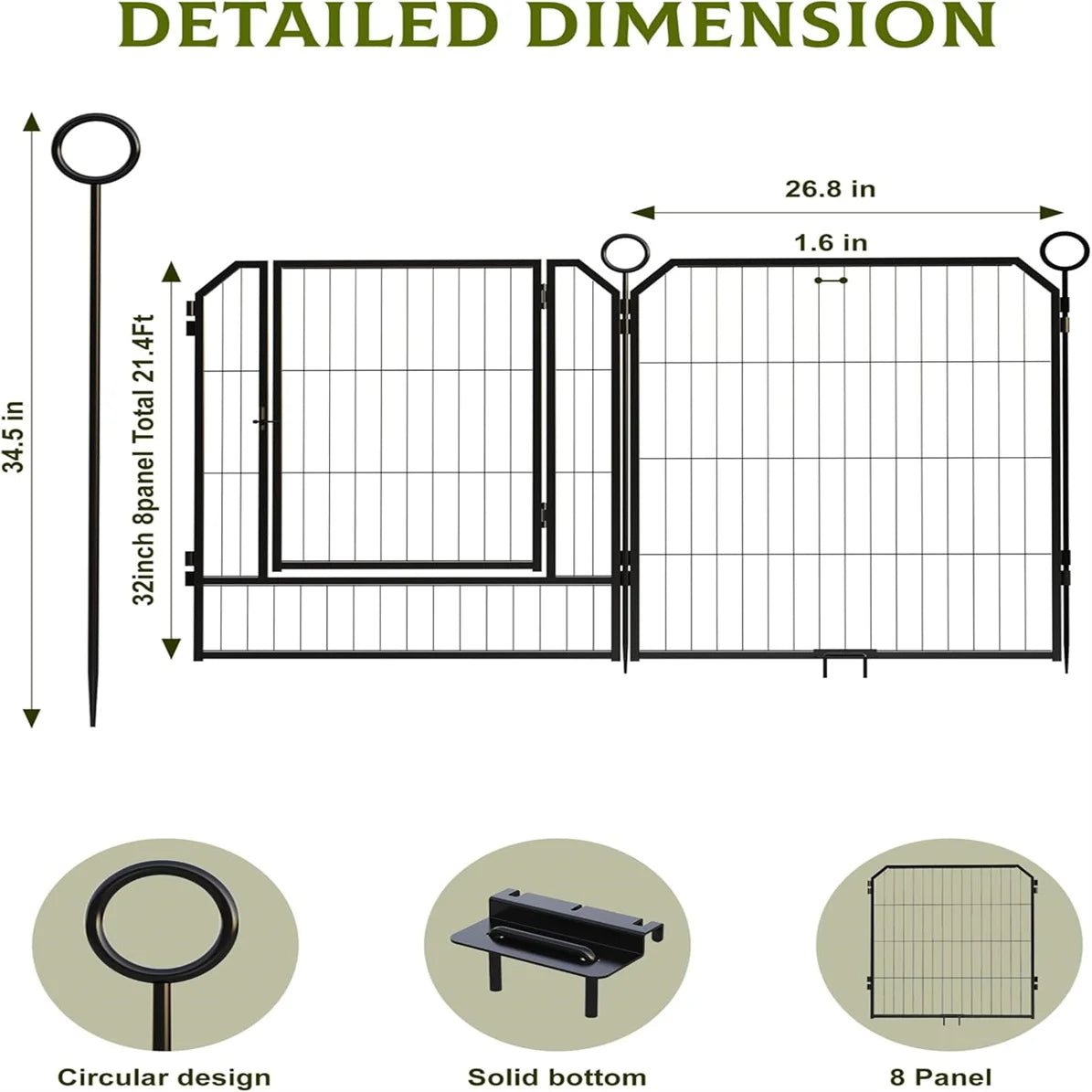 Heavy-Duty Portable Dog Playpen With Low-Step Entry.