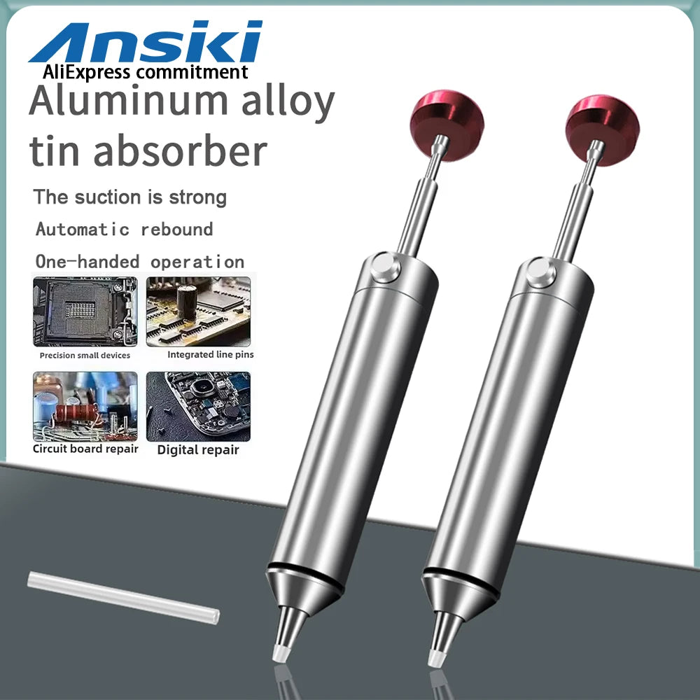 Aluminum Desoldering Pump. Soldering Sucker Pen. Powerful Vacuum.