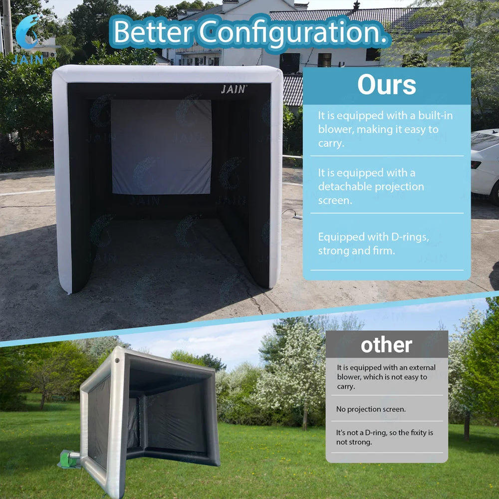 Stock！Inflatable Golf Sim Room. Golf Practice Cage with built-in fan,Oxford cloth,Golf Simulator Enclosures.