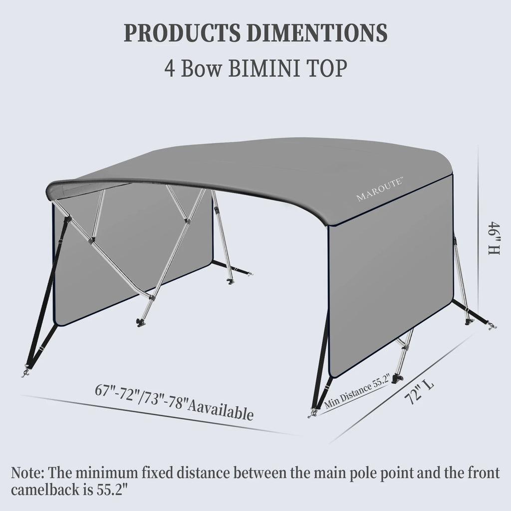 Boat Cover, Aluminum Alloy Frame, 600D Marine Grade Fabric. Adjustable Rear Support Poles.
