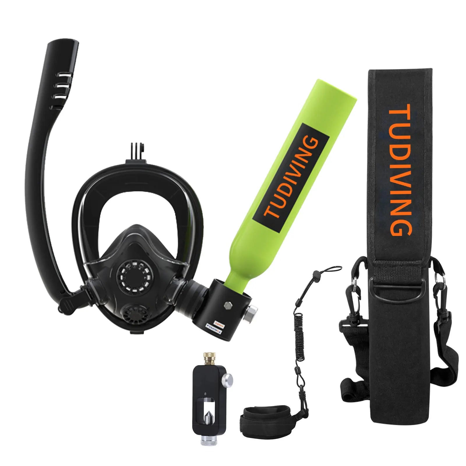 TUDIVING-0.5L Scuba Diving Tank Set with Full Face Snorkel Mask.