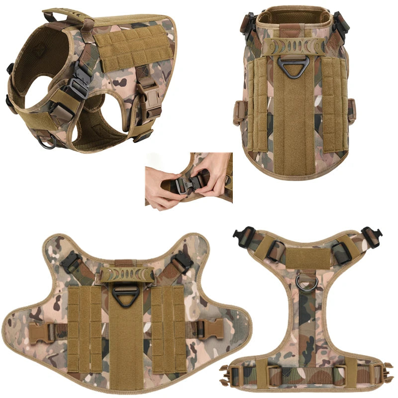 Tactical Military Vest,Tactical Training Dog Harness and Leash Set For All Breeds Dogs.