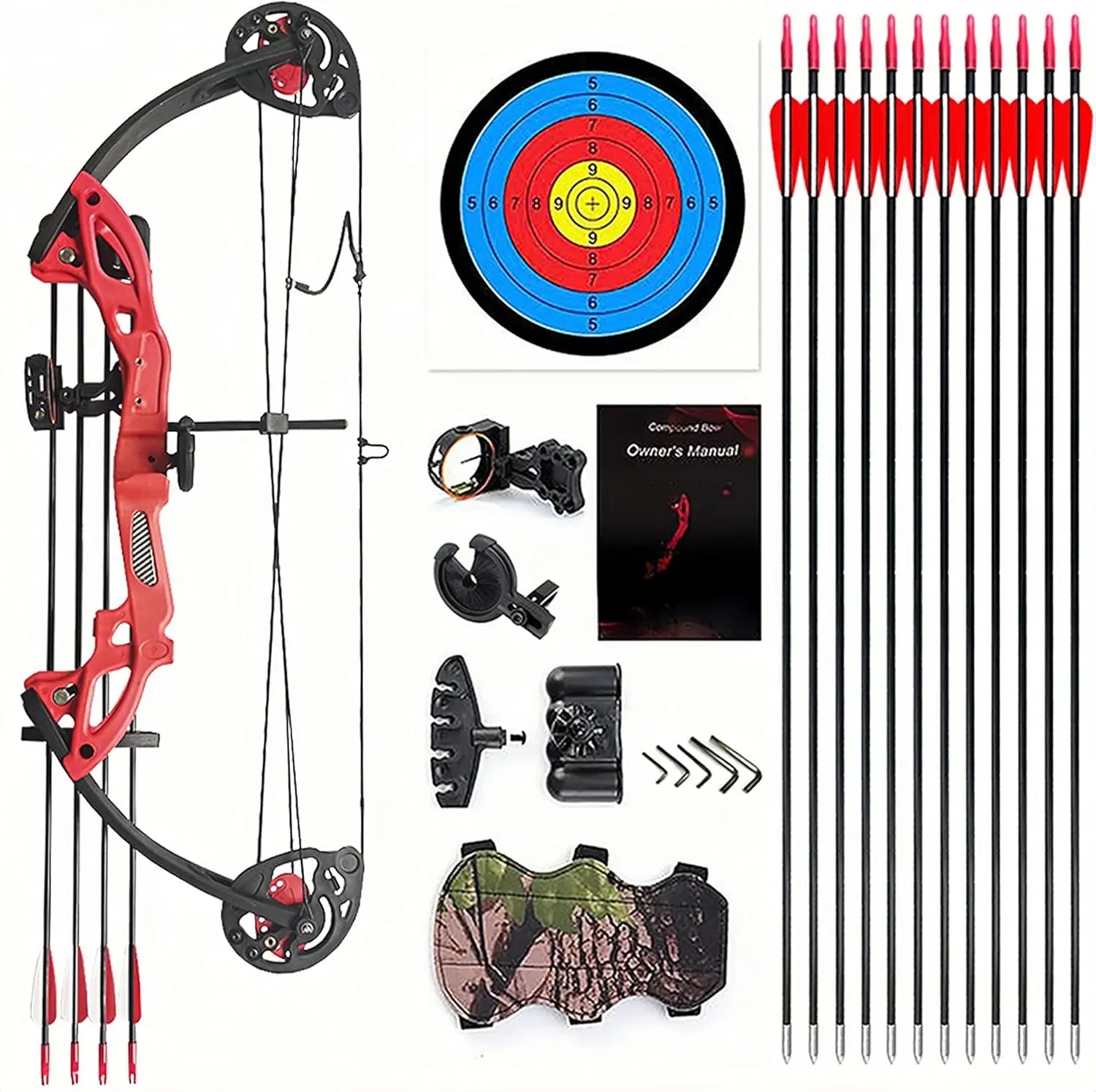 Compound Bow kit for Youth & Beginner, 15-29 Lbs 19”-28”.