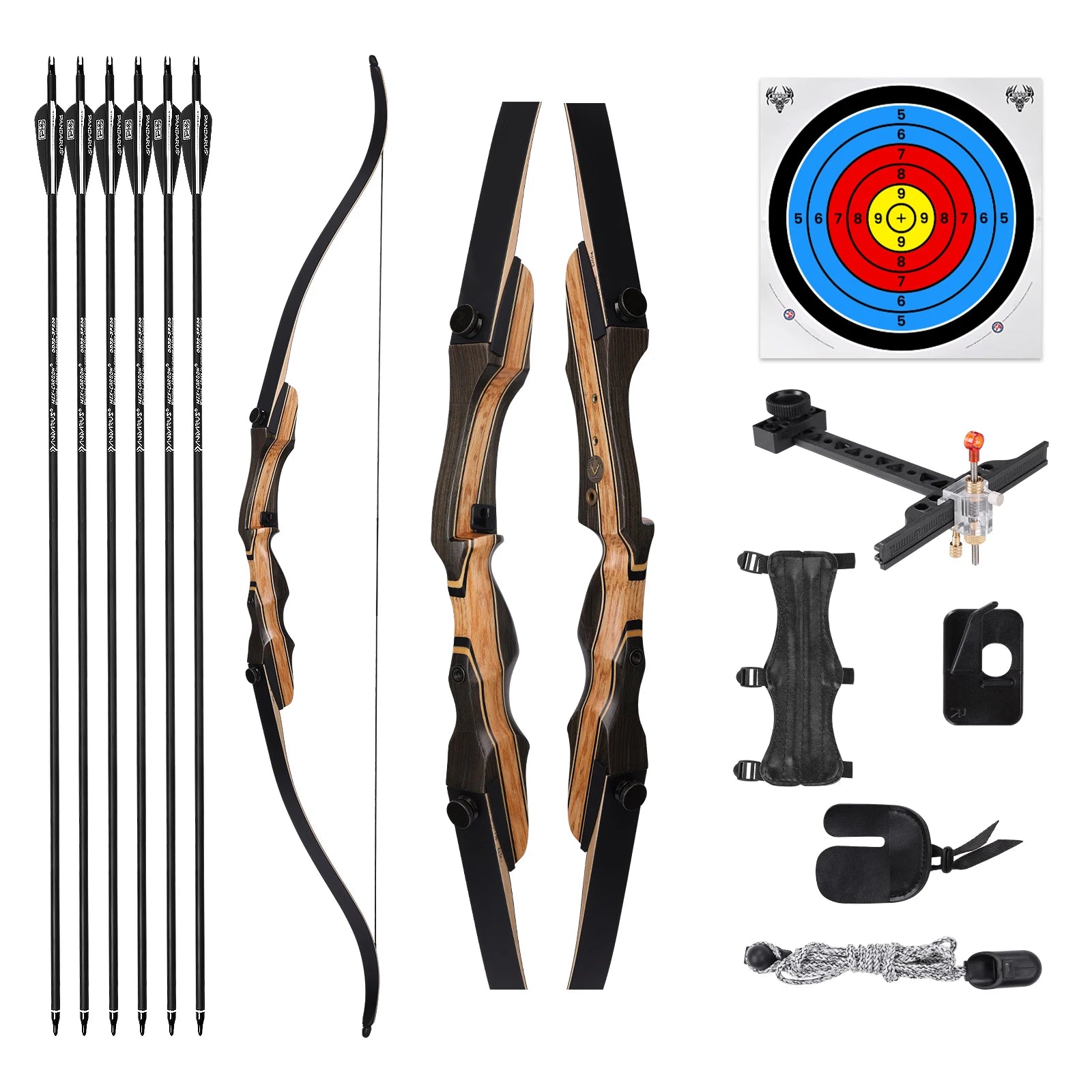 Takedown Recurve Bow- 62 inch - 20-50lbs Draw Weight .