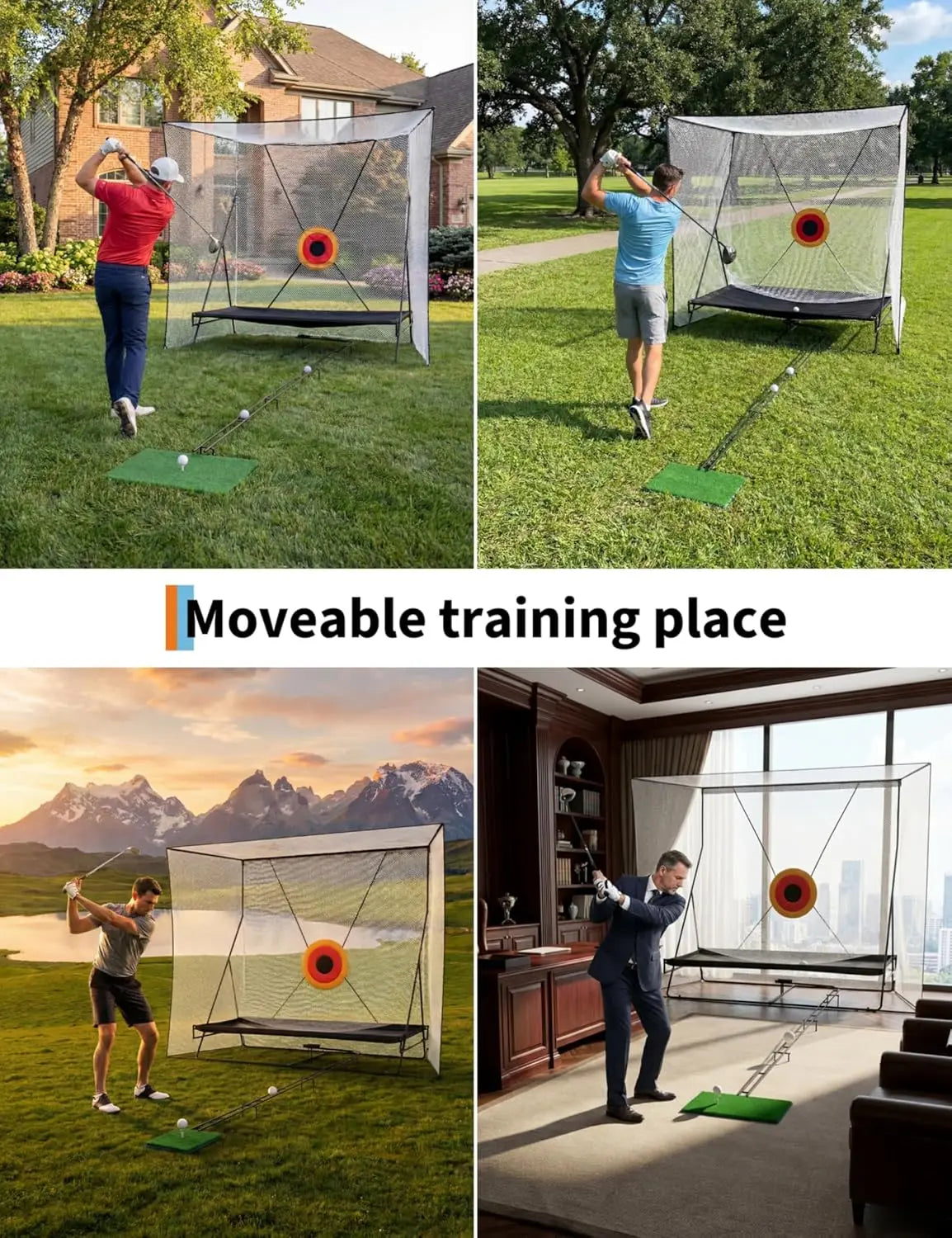 Golf Cage 10x8Ft Practice Hitting Net with Ball Return Ball Blanket for Backyard Indoor Chipping Practice Swing Training Nets