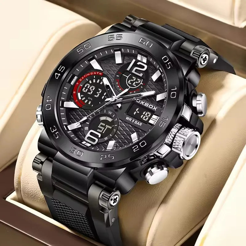 LIGE Luxury LED Display Wristwatches, Luminous Sport Watch, Waterproof, Calendar, Quartz Watch.