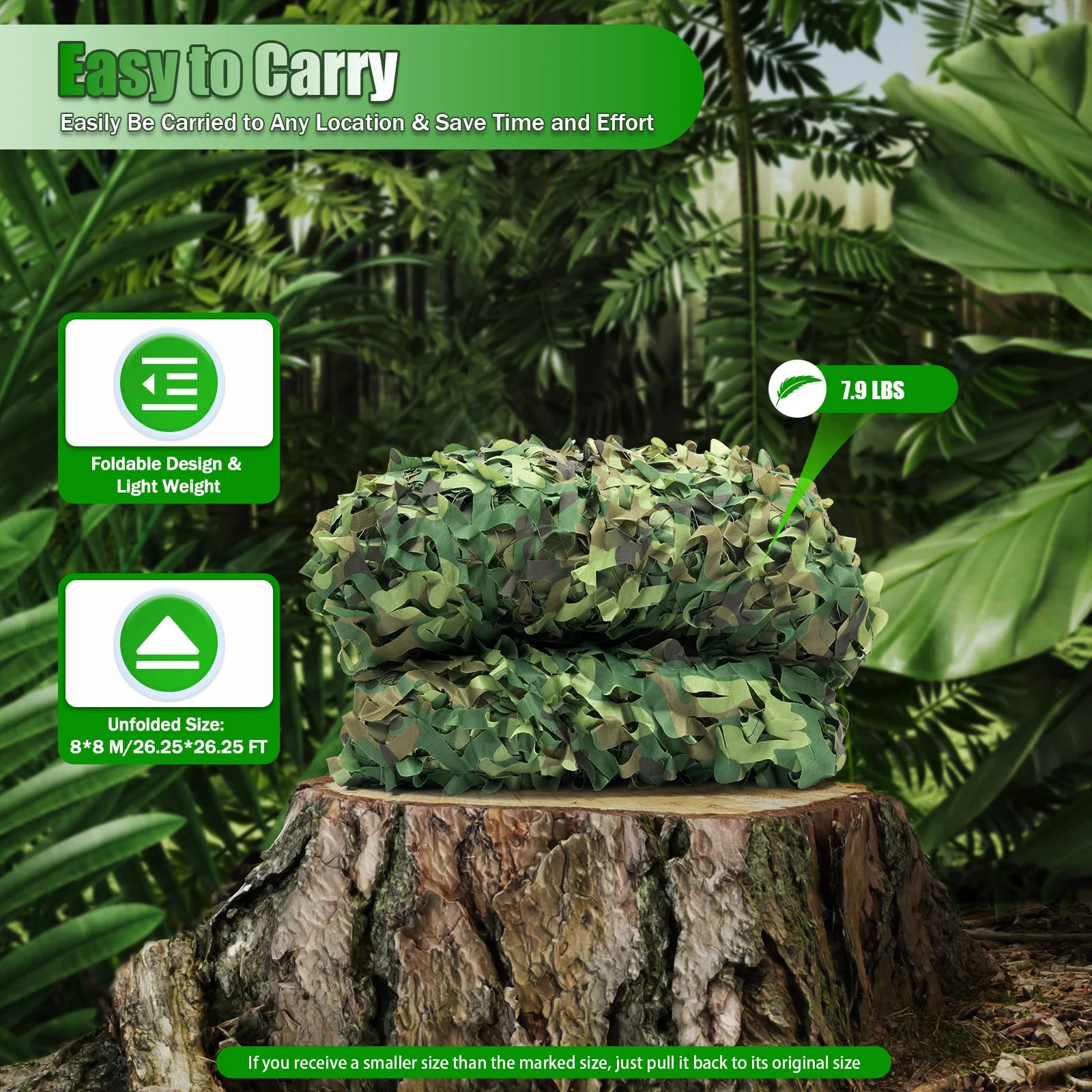 210D Oxford Polyester Nylon Camouflage Net. 8x8m For Camping, Hunting.