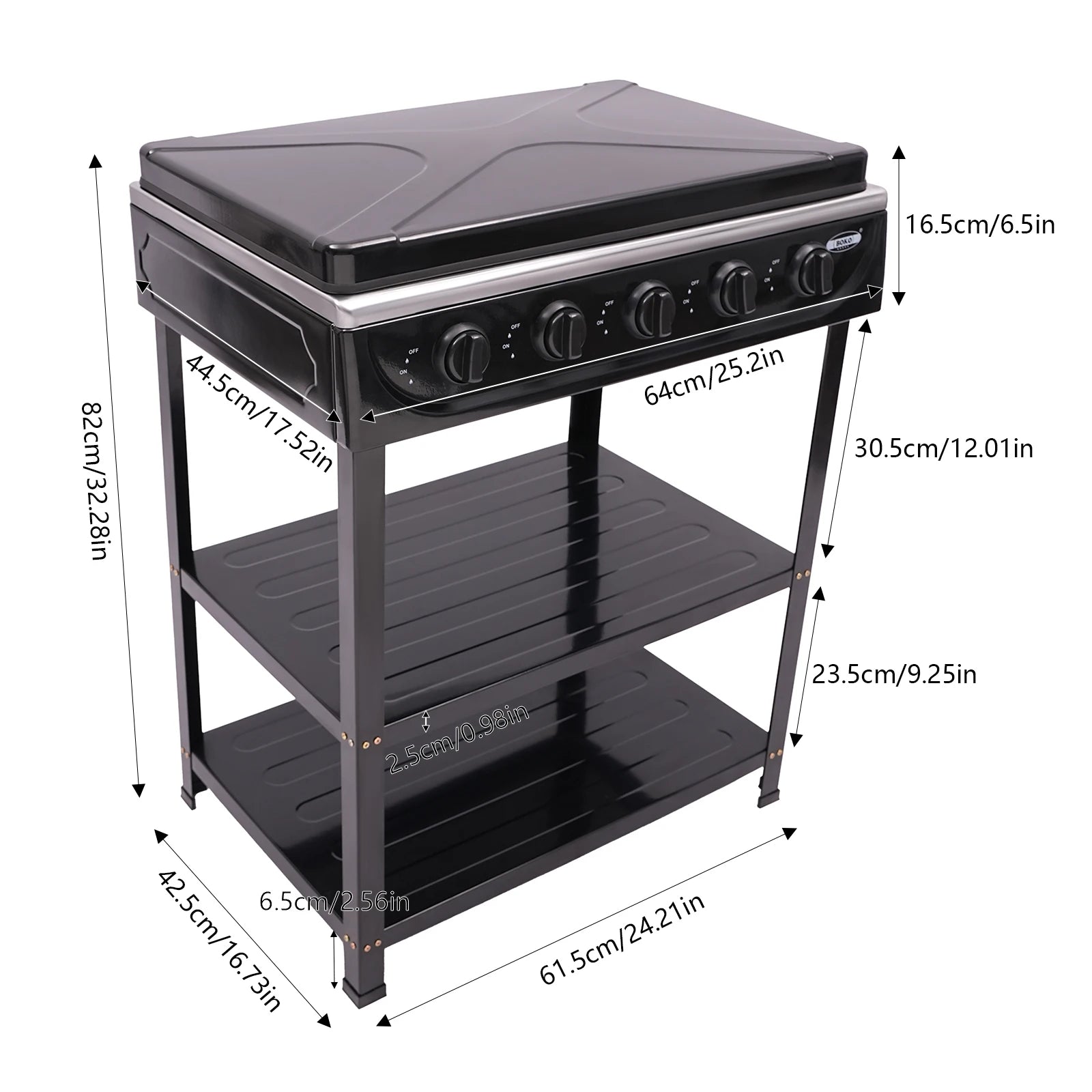 4/5 Burners, Independent Control, Natural Gas Stove, Propane, Cover .
