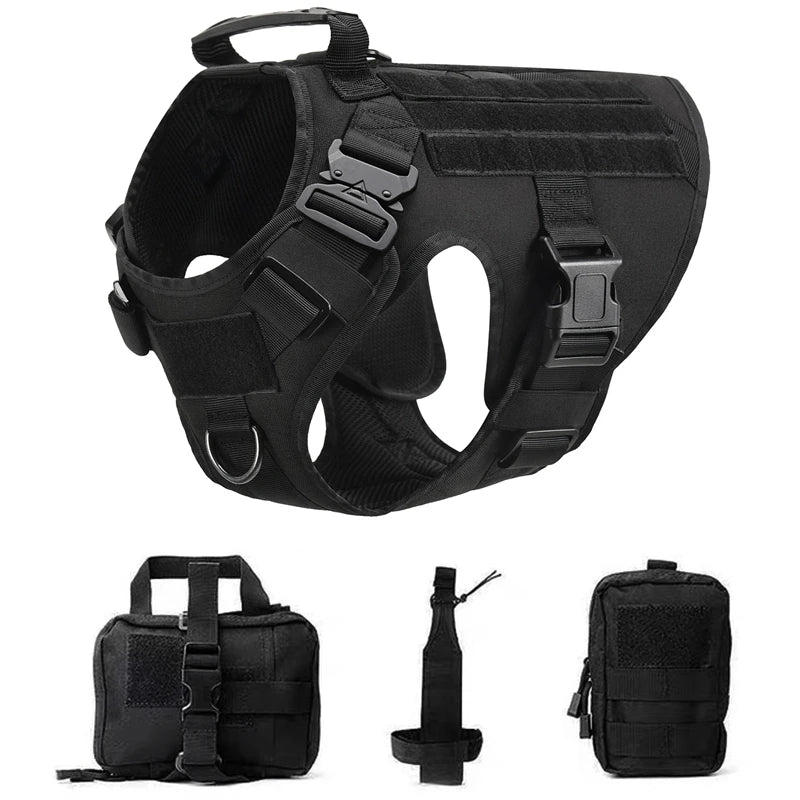 Tactical Military Vest,Tactical Training Dog Harness and Leash Set For All Breeds Dogs.