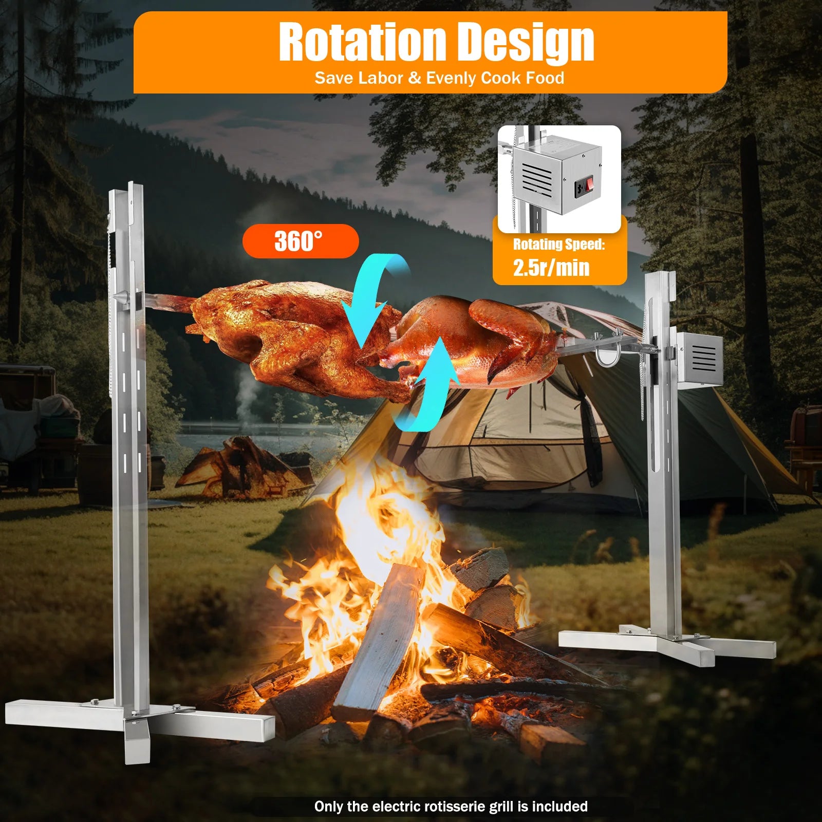 Electric BBQ Rotisserie Grill. 40KG Load-bearing 20/25W.