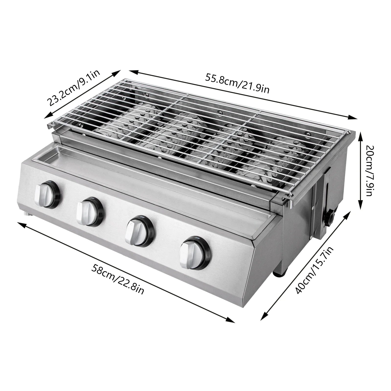 4 Burner BBQ Gas Grill for Camping or Picnics