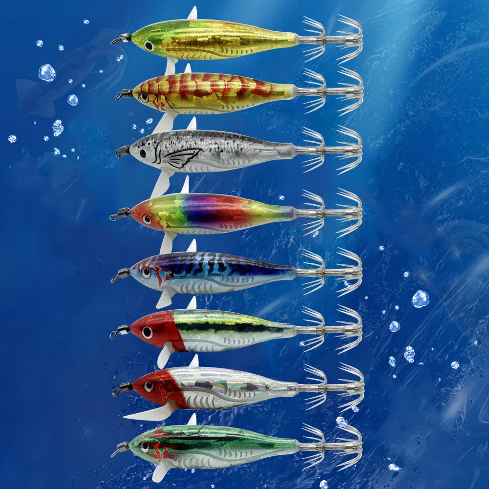 Horizontal wood Shrimp. 5.5g Luminous Floating lure. Squid Jigging, Shrimp ,Octopus.