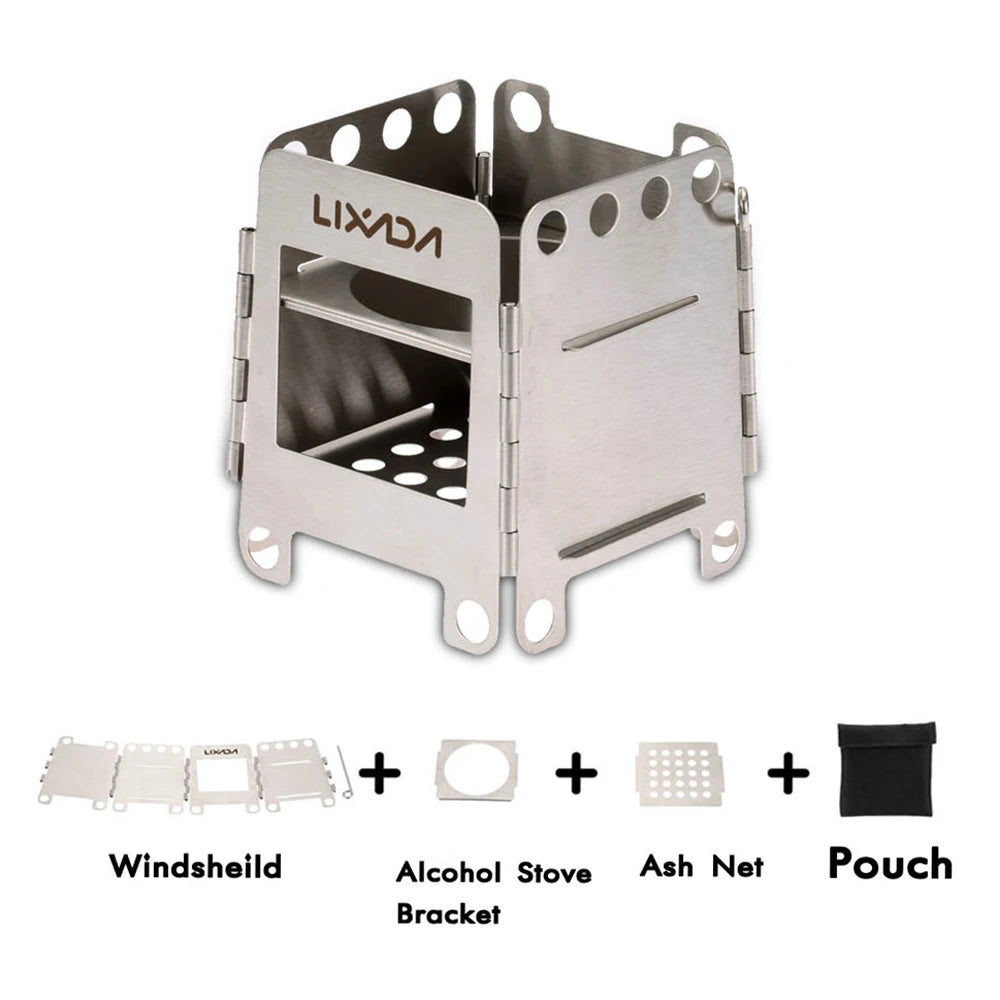 Stainless Steel Outdoor Camping Stove. Portable, Folding Pocket Stove .