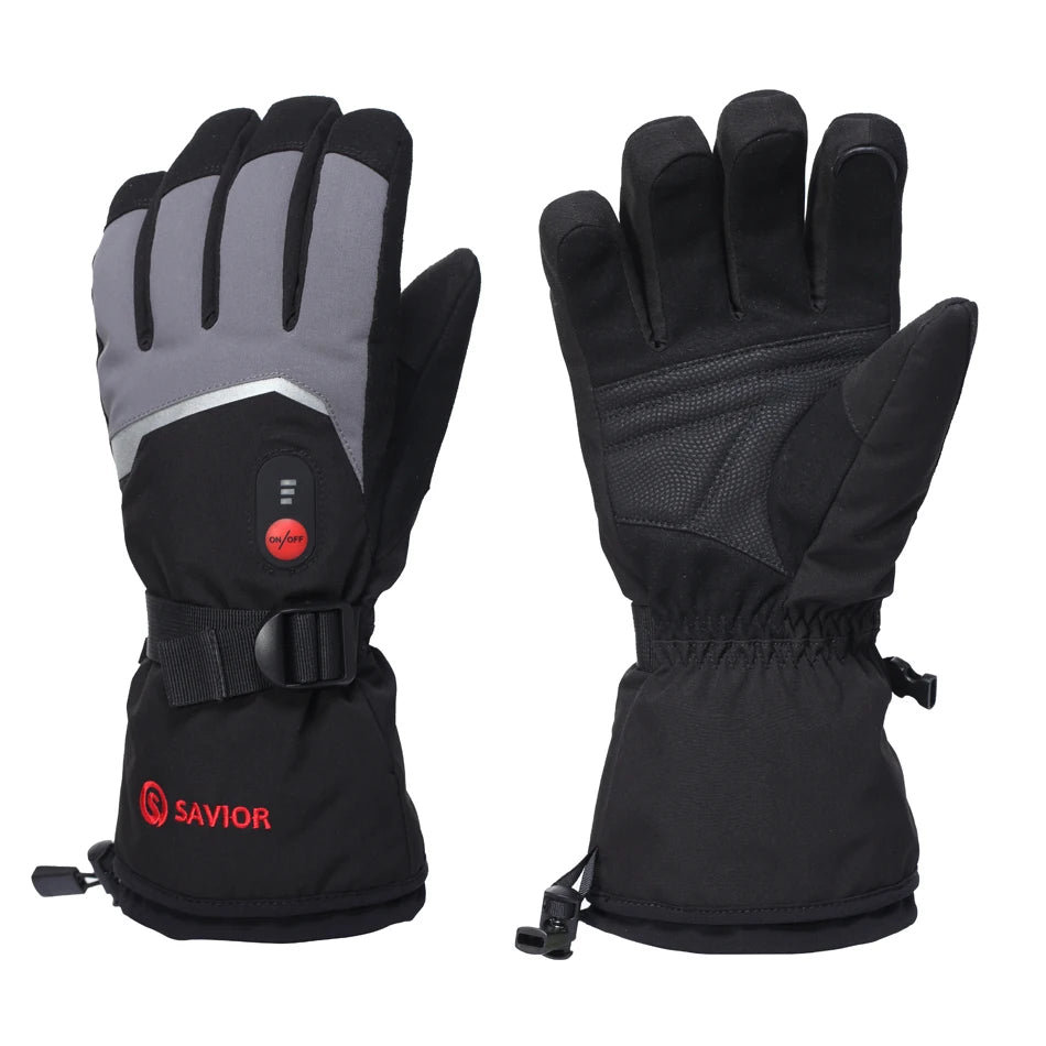 Heated Motorcycle Gloves. Goat Skin Leather- 3 Shift Temperature Control- Waterproof.