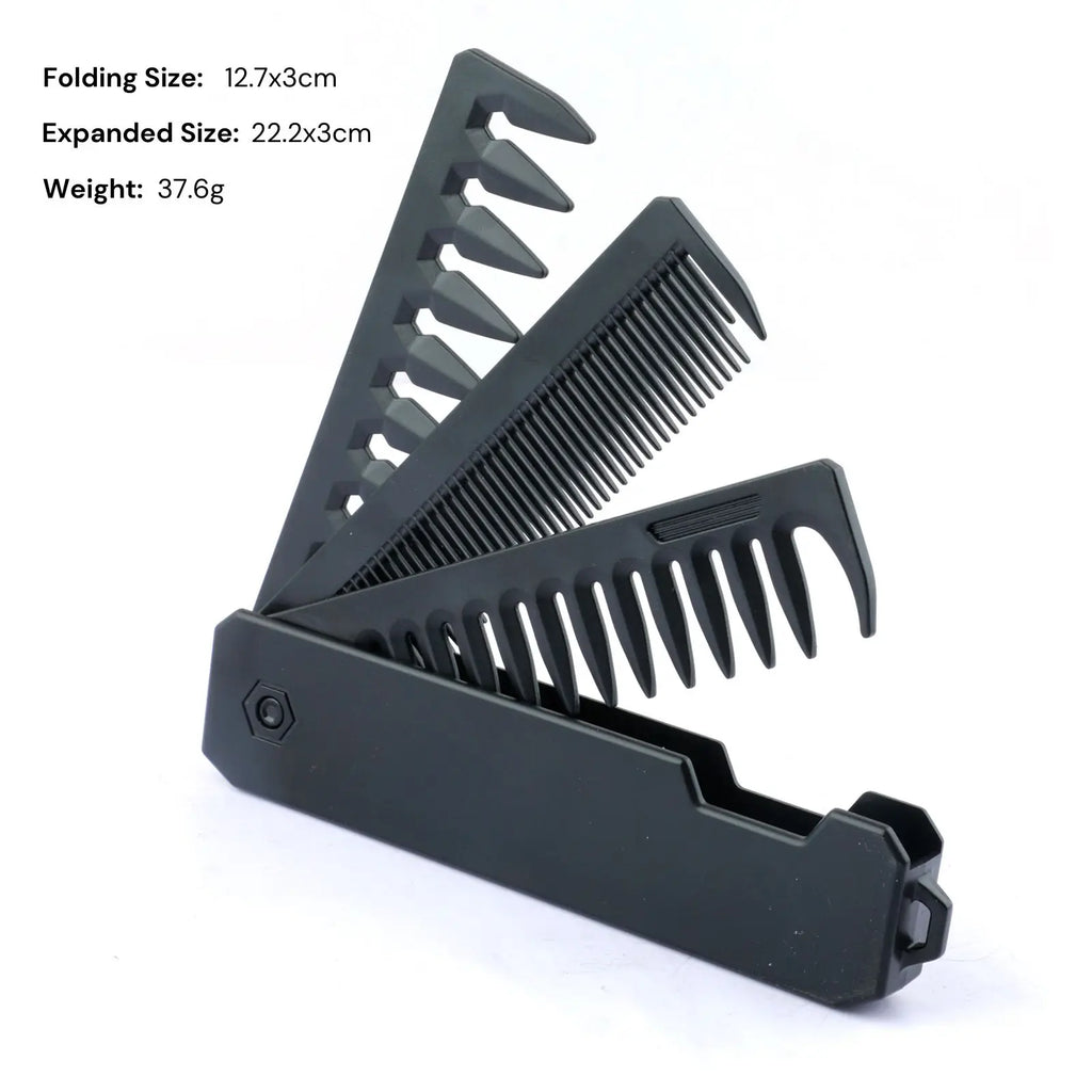 New 2 In 1 Folding Combs. Plastic Wide Tooth, Oil Head Comb. Beard, Hair Styling Tools.