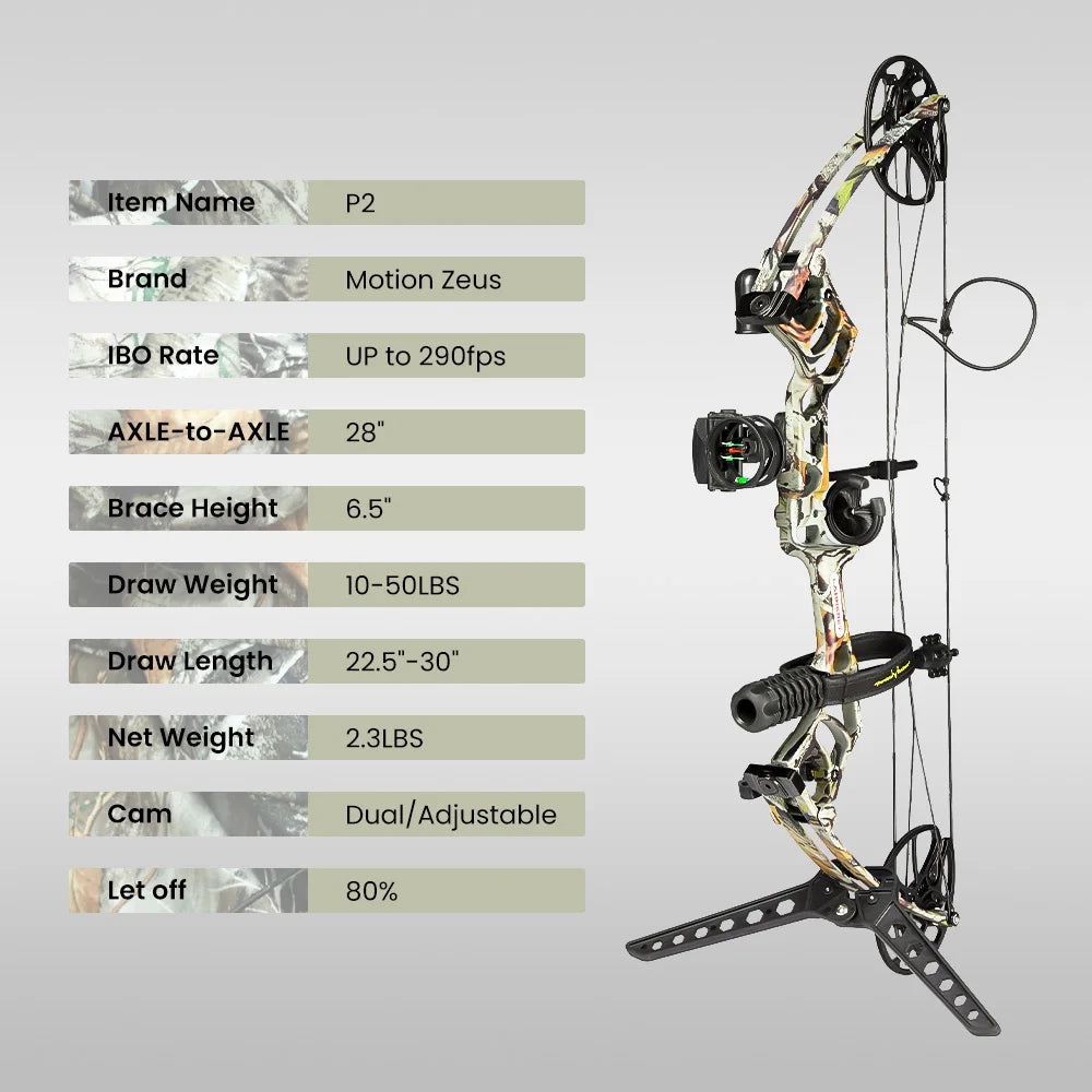 MOTION ZEUS Lightweight Compound Bow Set.10-50Lbs Adjustable .