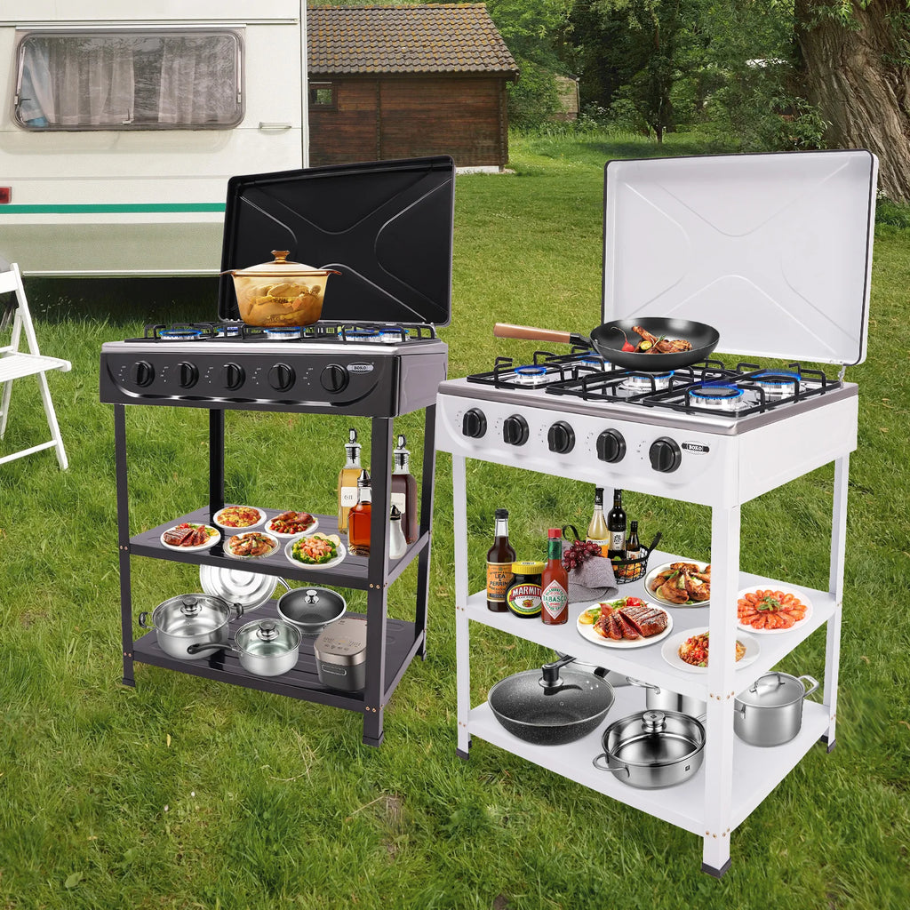 4/5 Burners, Independent Control, Natural Gas Stove, Propane, Cover .