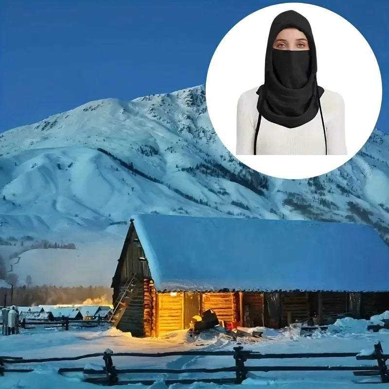 Balaclava Knit Hood - Windproof Mask with Drawstring, Warm Knitted Cap.