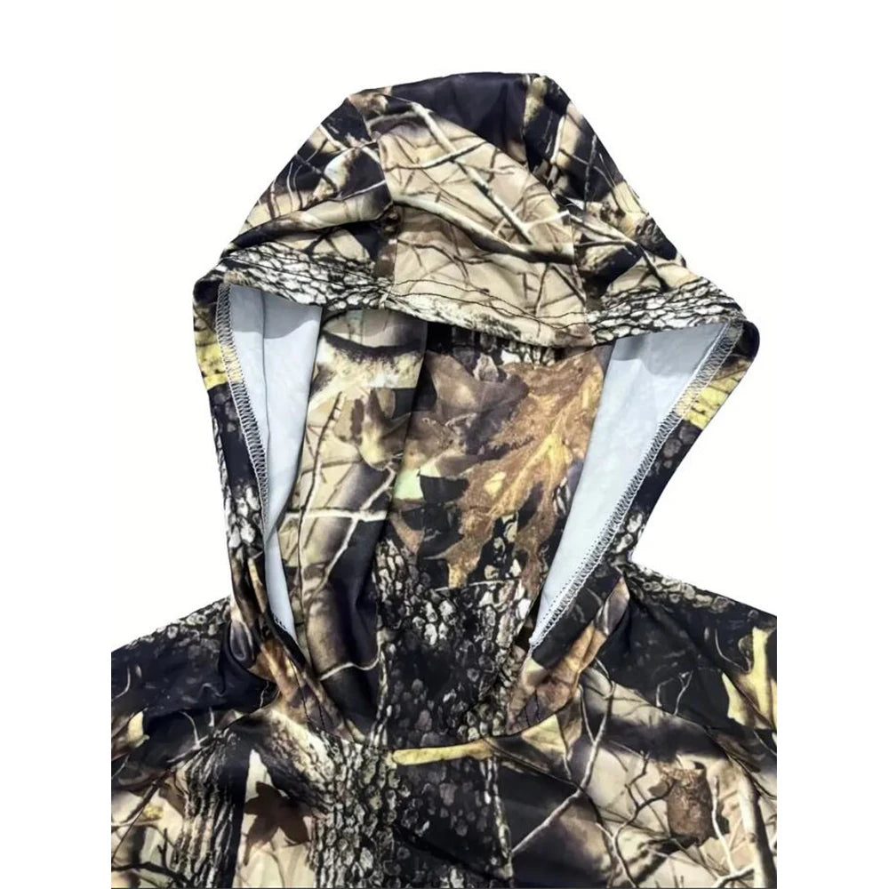 Fishing Hoodie. Long Sleeve - Sun Protection. Camouflaged.