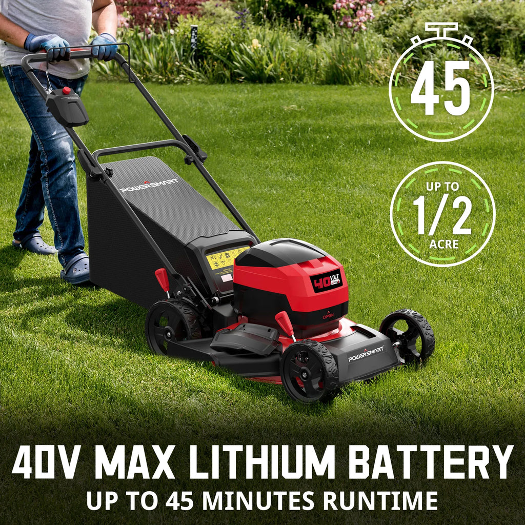 40V 17" Cordless Lawn Mower, 3-in-1 Brushless - Push Lawn Mower With 4.0Ah Battery & Charger.