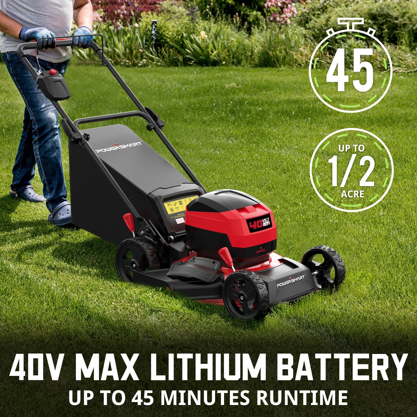 40V 17" Cordless Lawn Mower, 3-in-1 Brushless - Push Lawn Mower With 4.0Ah Battery & Charger.