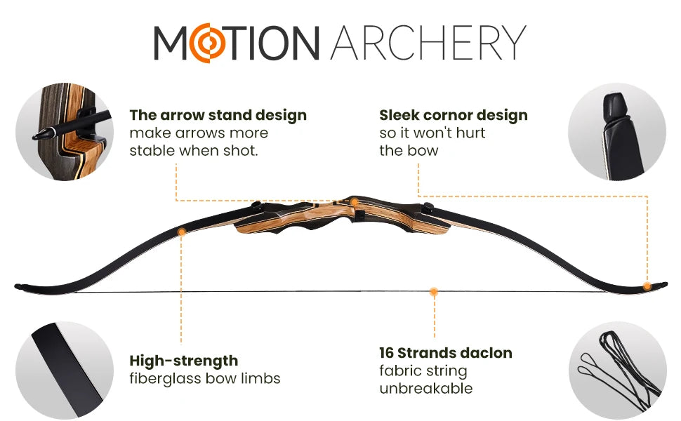 Takedown Recurve Bow- 62 inch - 20-50lbs Draw Weight .