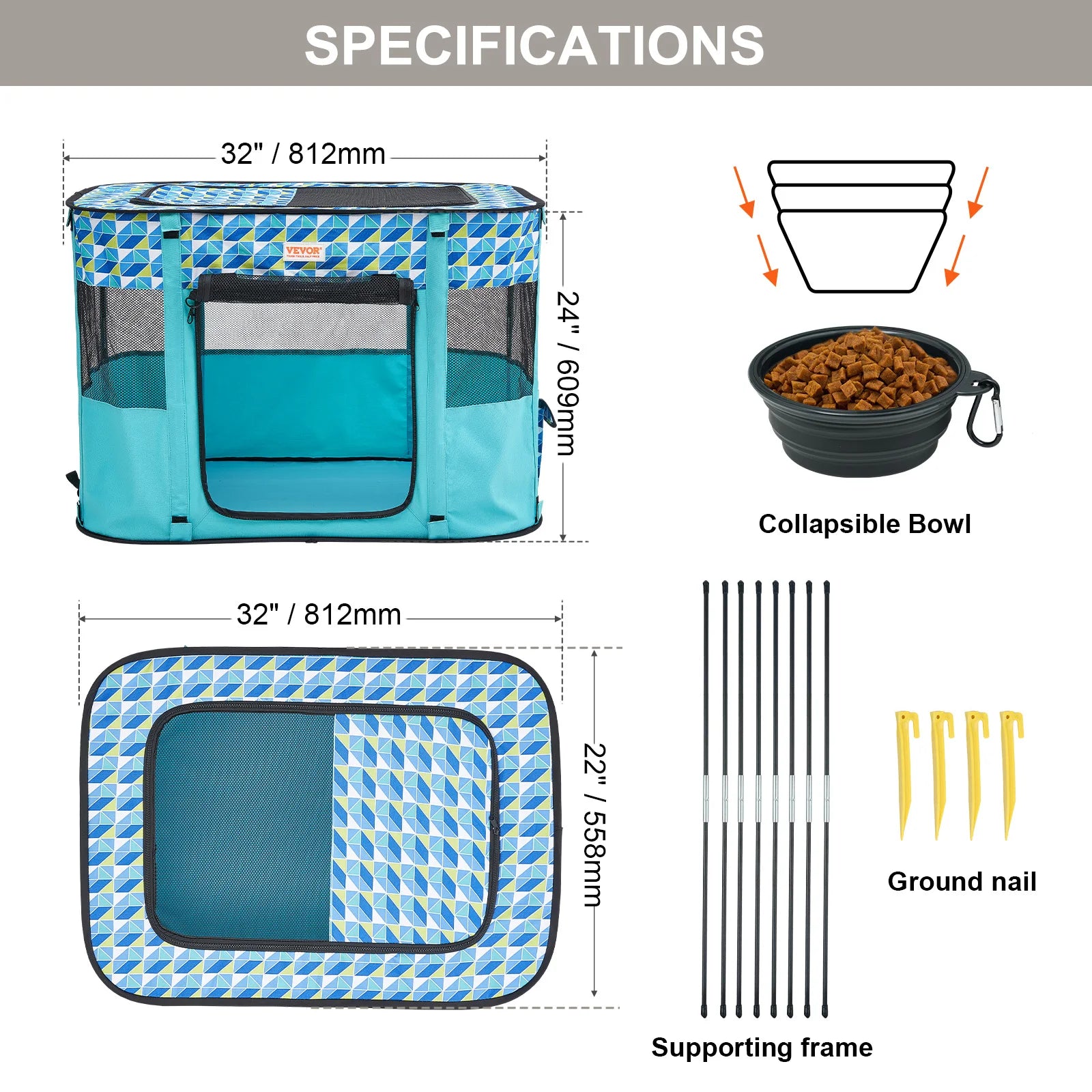 Portable- Foldable Pet Crate Kennel. Waterproof .