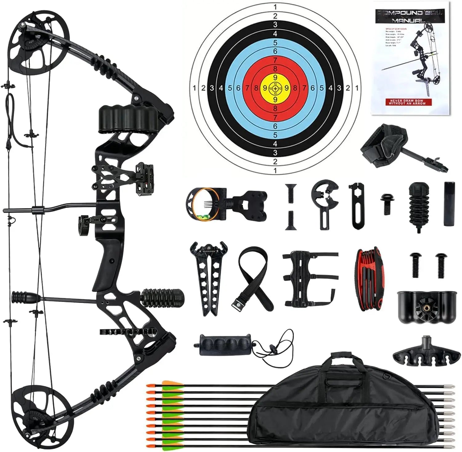Compound Bow and Arrow Set for Adult and Beginner. Right Hand, 30-70 Lbs. Draw Weigh.