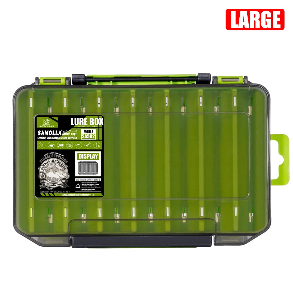 Fishing Tackle Box. 14 Compartments. Lure Storage Case, Double Sided Fishing Tool Organizer Boxes.