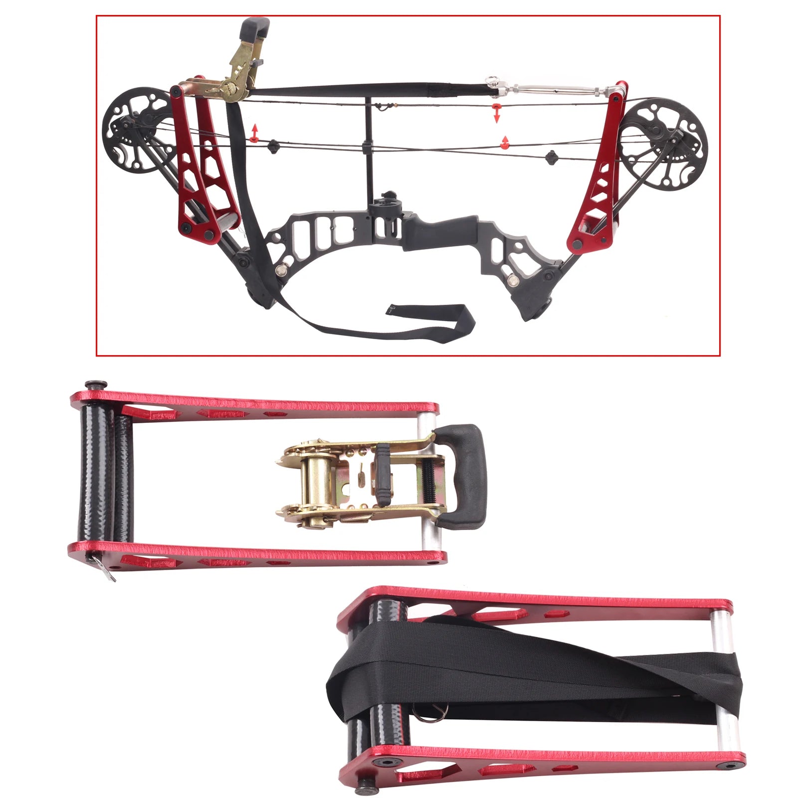 Ratchet-Loc Bow Press Machine. Compound Bow, Open Accessories.