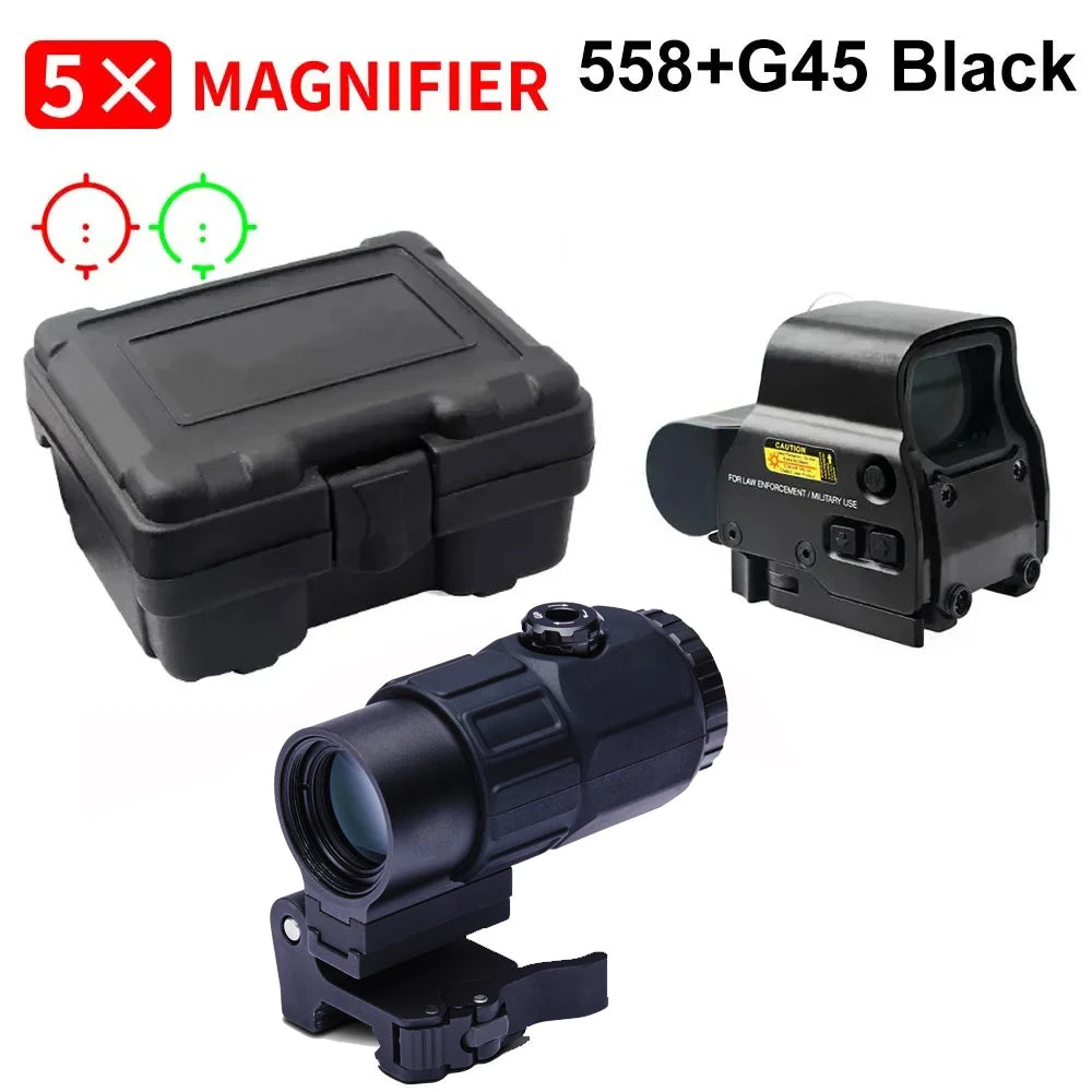 558+G43 Holographic Collimator Sight. 558+G33/G45 Red Dot Optic Sight. W/20mm Rail Mounts&Quick Detach Lever.