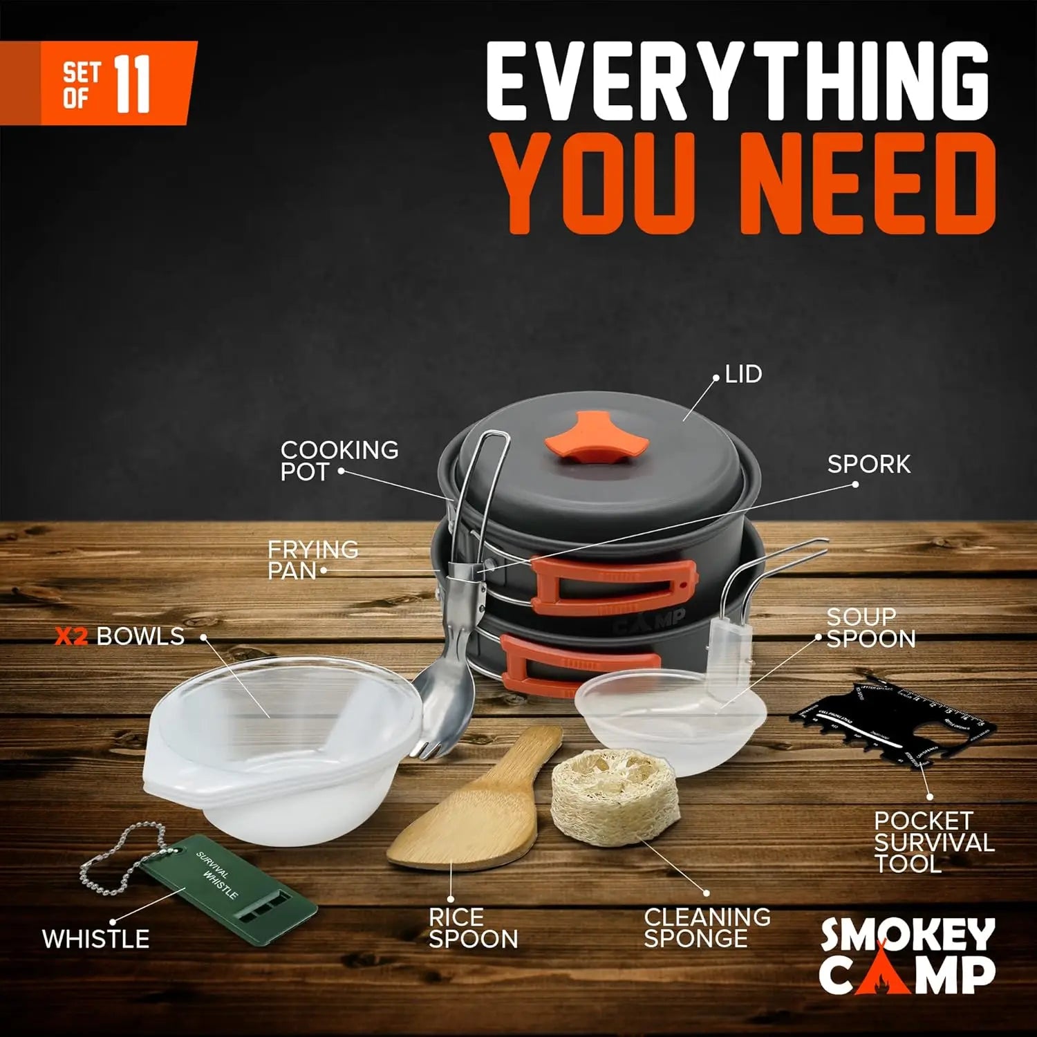 Camping Cookware Set with Stove - All in One, Non-Stick .