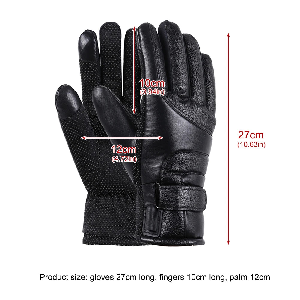 Heated Gloves- Waterproof Thermal- PU Leather.