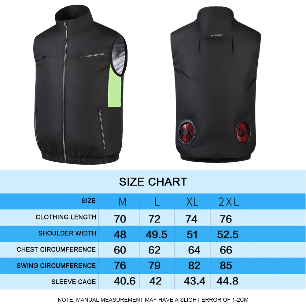 Cooling Vest Fan, Vest. 3 Gears, Breathable ,Wearable, Camping, Hiking.