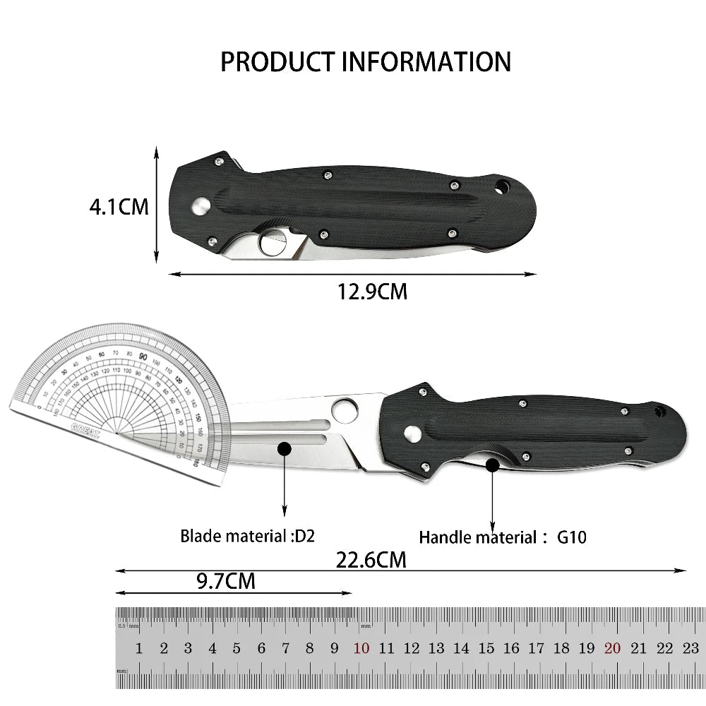 C-215, D2 Steel Blade, Black Handle, Liner Lock Utility Pocket Knife.