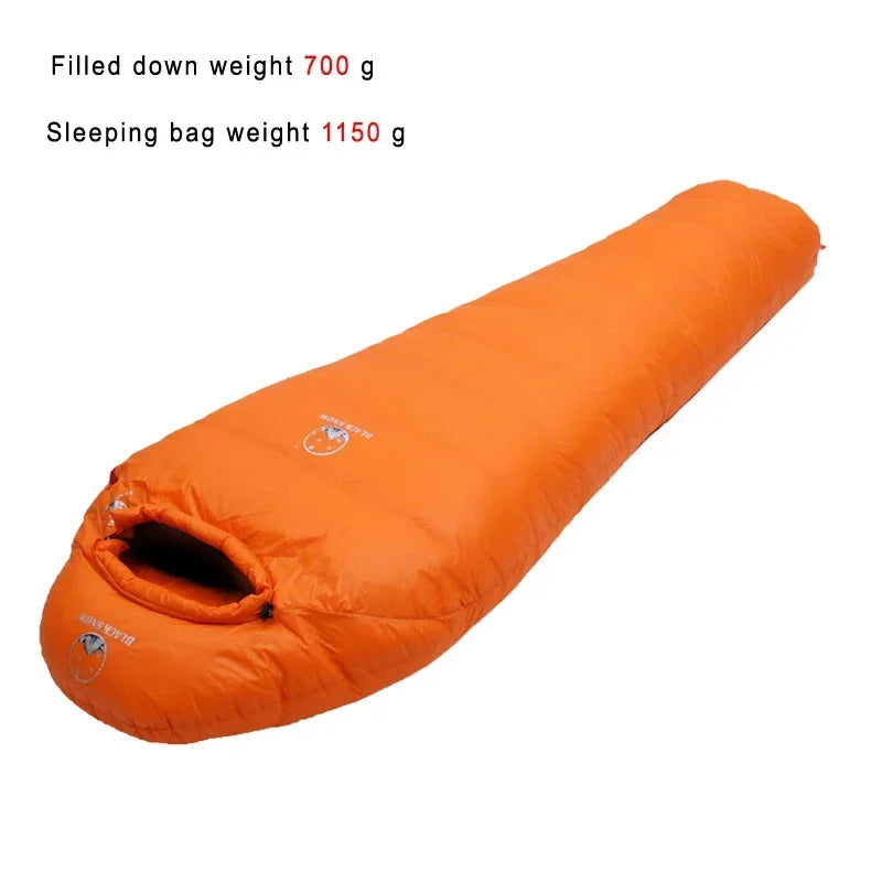 White Goose Down Adult Mummy Style Sleeping Bag. Winter, 4 Thicknesses.