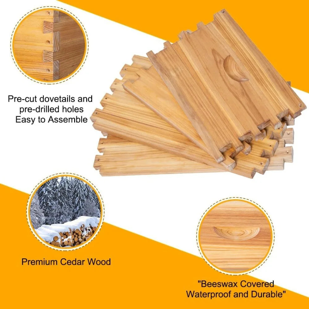 10 Frame Bee Hives, Hive Include 2 Deep Bee Box 2 Medium Beehive Box With Bee Frames And Wax Foundation.