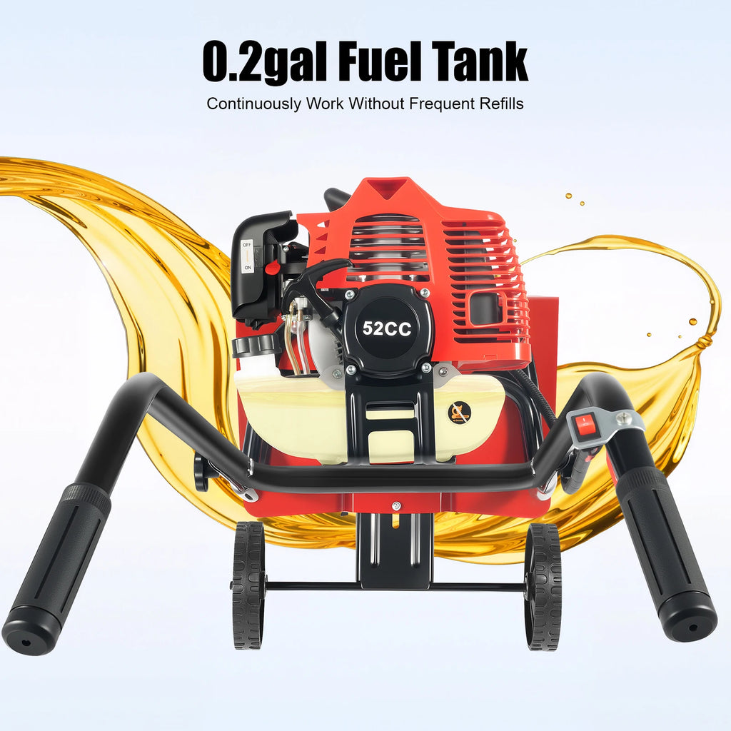 Hand-Pushed Micro-Tiller -1.9kw 52cc 2-Stroke Engine, 0.2gal Fuel Tank.