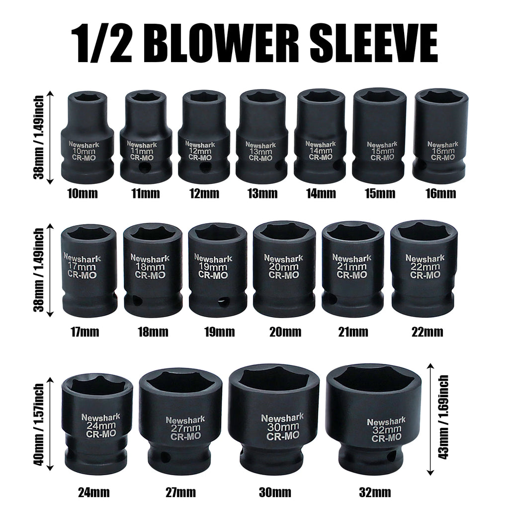 22PCS. Socket Wrench Set,1/2-Inch Impact Socket Set, 6 Point, Metric Size(10-32mm),Quick Release Ratchet.