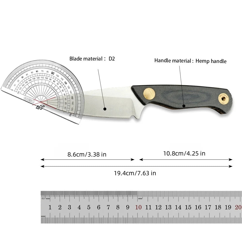 Fixed Blade Knife, W/ Sheath. Alloy Steel Blade, Shear Pin.